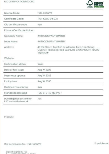 FSC certificate