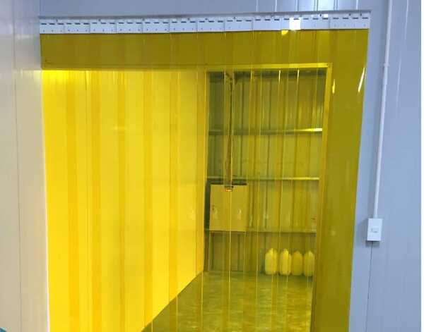 Transparent yellow PVC strip curtains