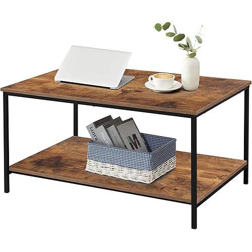 Rectangle Wood Metal Coffee Table