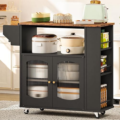 Rolling Kitchen Island Glass Doors