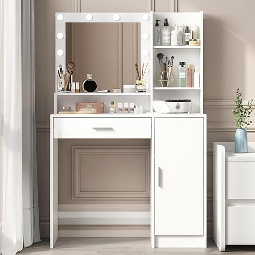 Mirrored Vanity Desk with Light