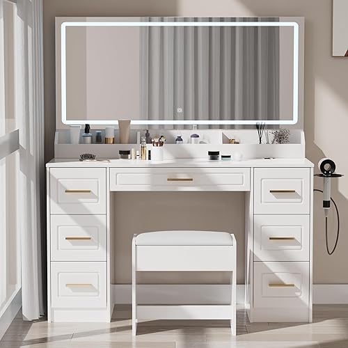 43" Mirrored LED Vanity Desk