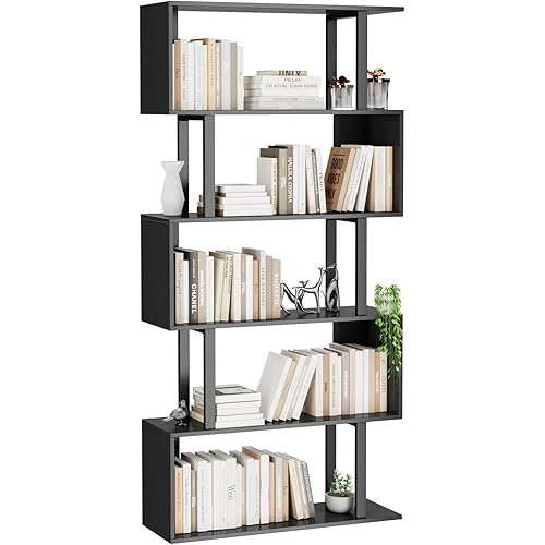5-Tier S-Shaped Geometric Bookcase