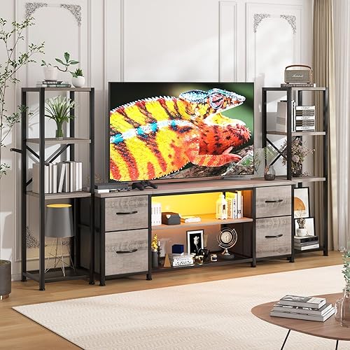 LED TV Stand Bookshelf Combo