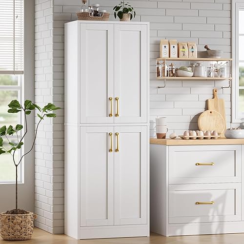 4-Door Freestanding Tall Pantry Cabinet