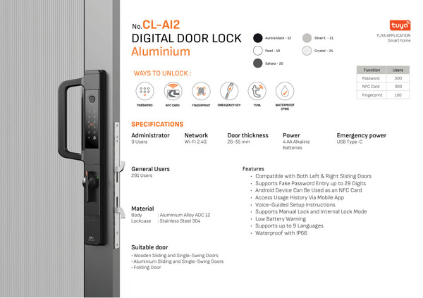 Aluminium digital door lock