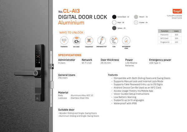 Aluminium digital door lock