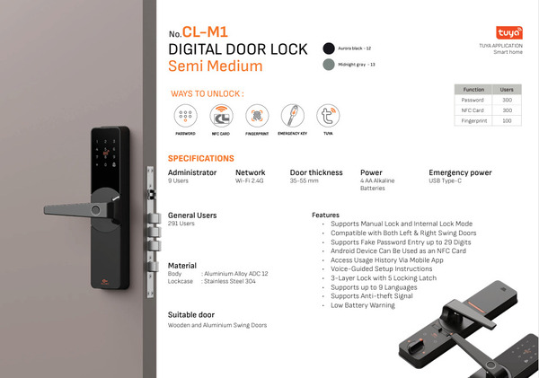 Semi Medium digital door lock
