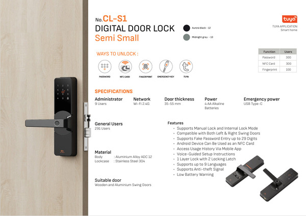 Semi Small digital door lock