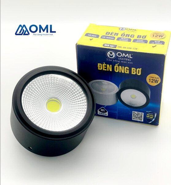 Surface-mounted COB downlights (black housing) - 12W