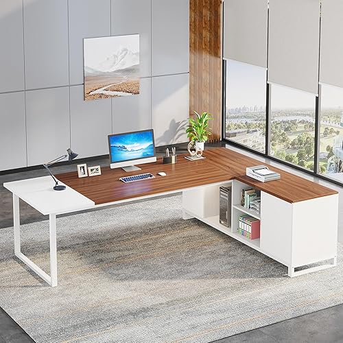 L-Shaped Executive Desk with Cabinet