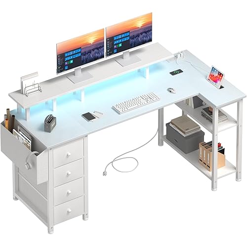 White L Shaped Computer Desk