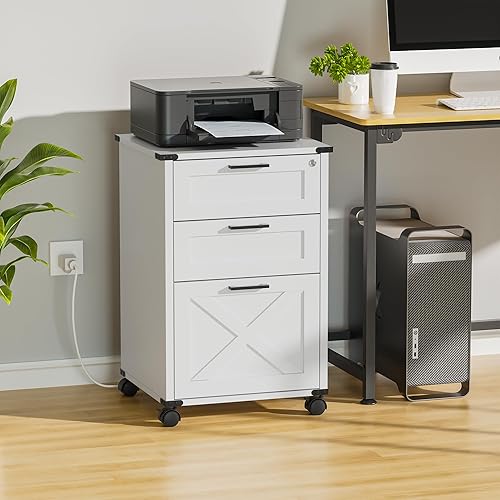 Lockable Wood Mobile File Cabinet