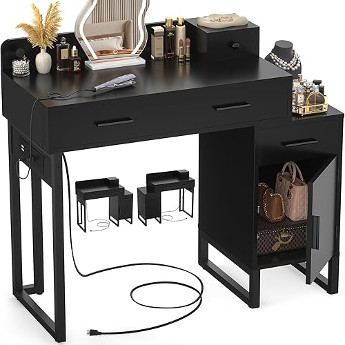 4-Drawer Mirrored Vanity Desk