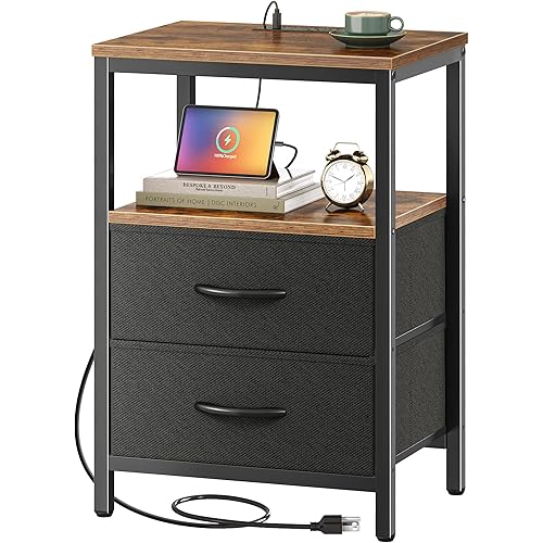 Charging Station Bedside Side Table