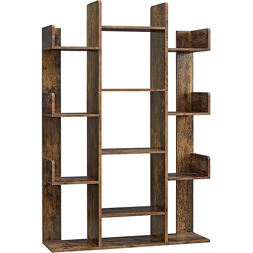 Tree-Shaped 13-Shelf Rustic Bookcase