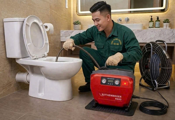 Toilet unclogging via electric drain auger