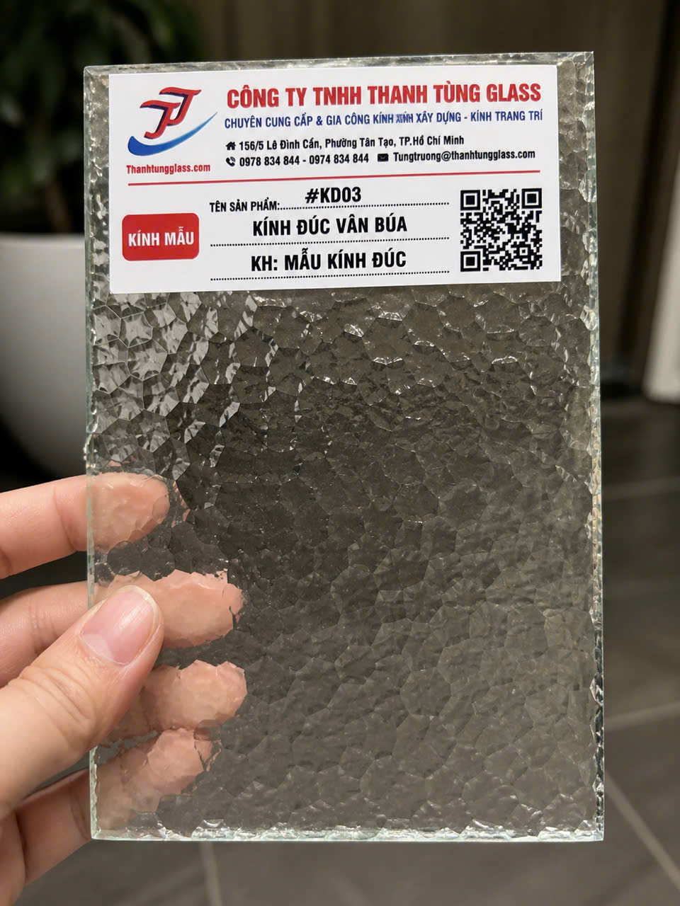 Hammered cast glass
