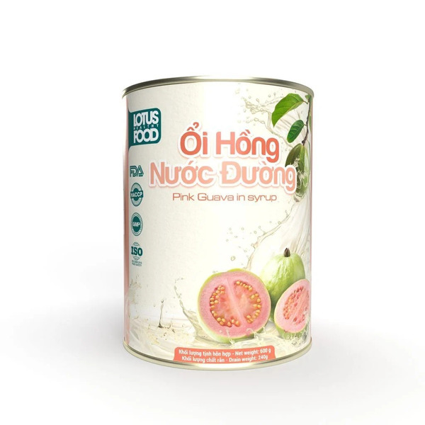 Canned pink guavas in syrup