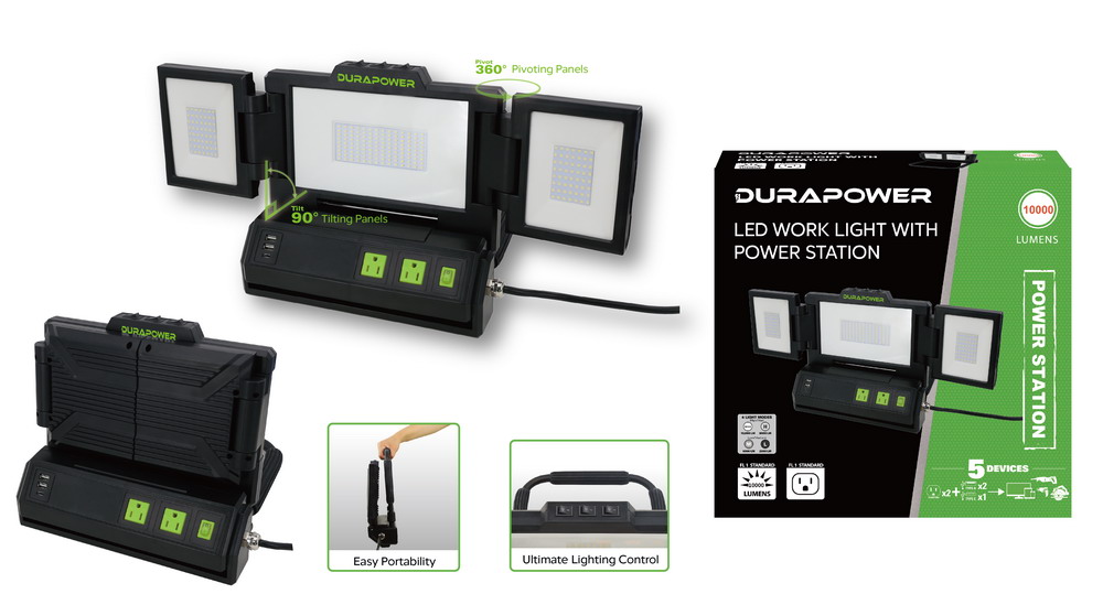 Work light with integrated charging station