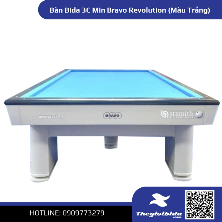 Min Bravo Revolution Three-Cushion Carom Table (White)