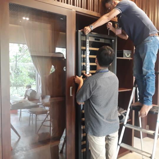 Wine cabinet installation
