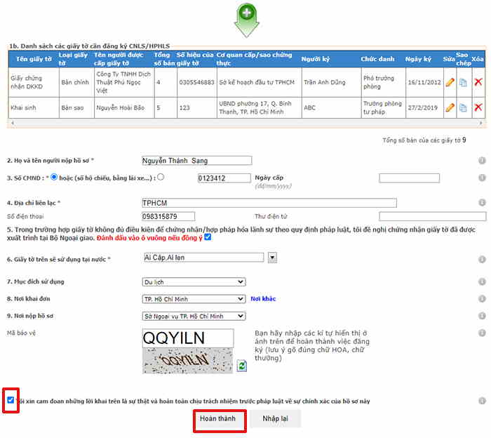 Consular legalization application form filling
