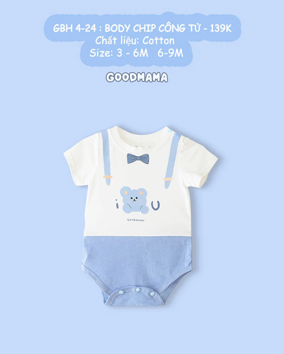 Goodmama short cotton gentleman bodysuit GBH4-24