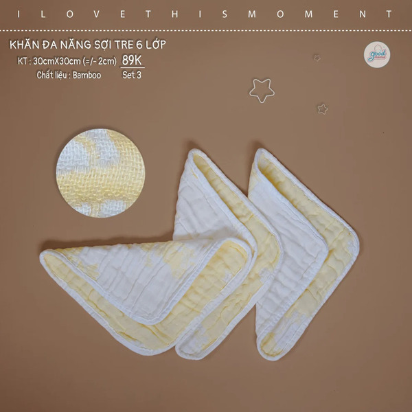 Set of 3 6-layer bamboo multifunctional towels