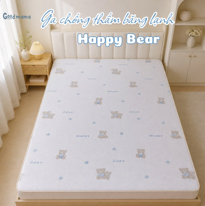 Cooling Waterproof Fitted Sheet - Happy Bear