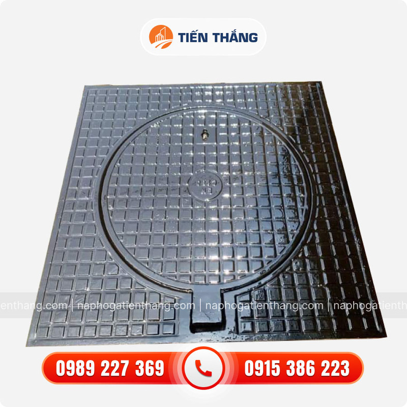 Cast iron manhole cover raised frame round lid