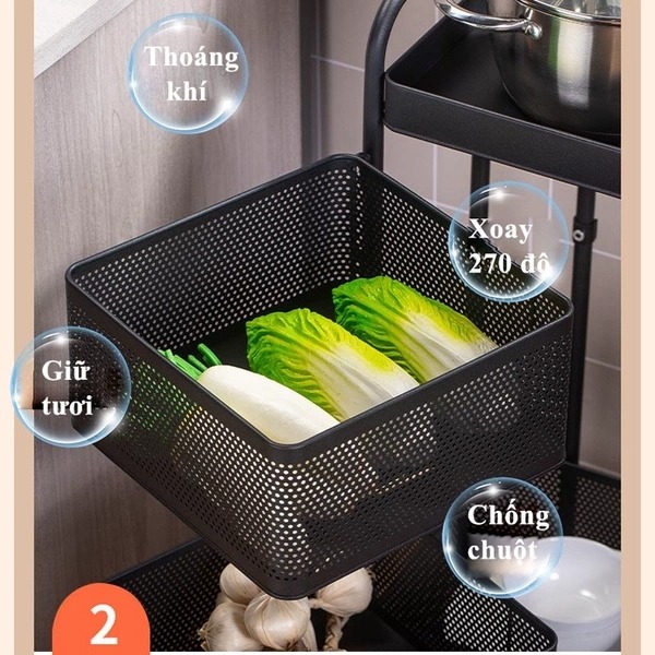 3-tier kitchen rack with wheels