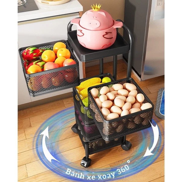 3-tier kitchen rack with wheels