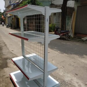 4-tier supermarket shelf with wire mesh back panel D70xH120 cm