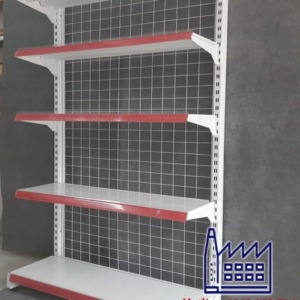 Mini 5-tier supermarket shelf with wire mesh back panel D120xH180 cm