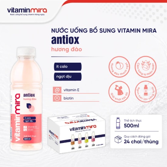 Mira Antiox vitamin supplement drink with peach flavor