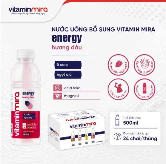 Mira Energy vitamin supplement drink, strawberry flavor