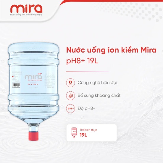 Mira pH8+ alkaline ionized water 19L