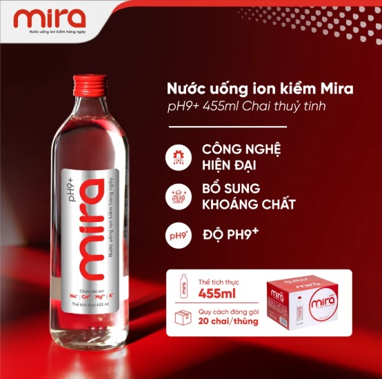 Mira pH9+ alkaline ionized water 455ml