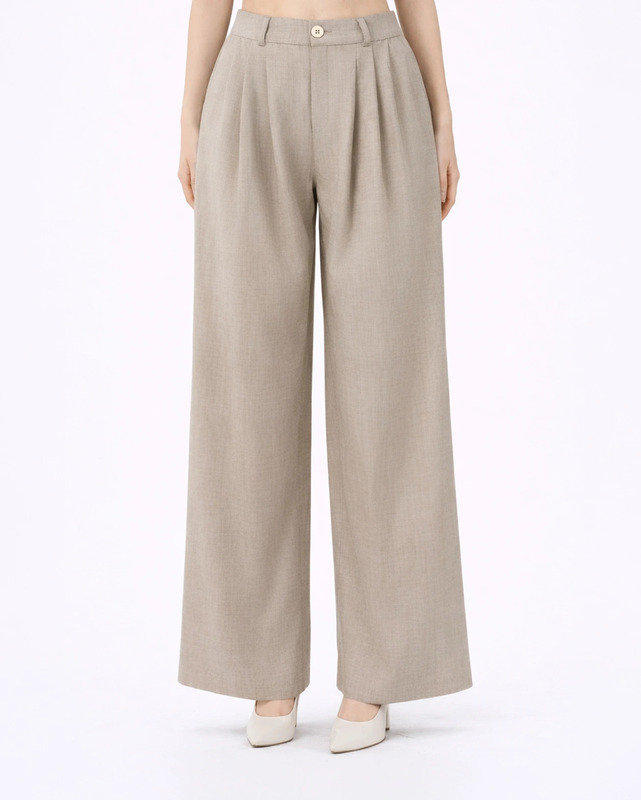 Pleated wide leg trousers