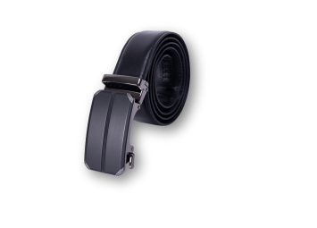Mens leather belt with an automatic buckle