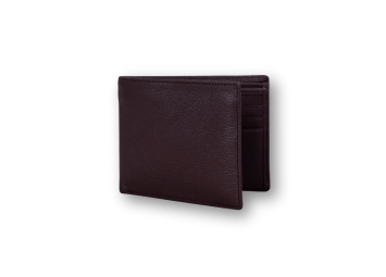 Bi-fold horizontal leather wallet