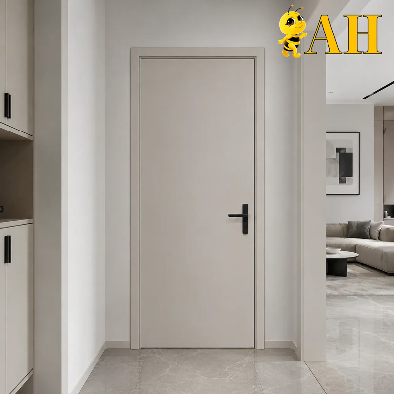 Beige aluminum door with 55mm panel systems