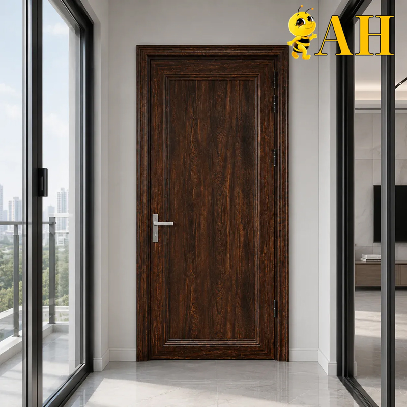 Trac wood grain aluminum door