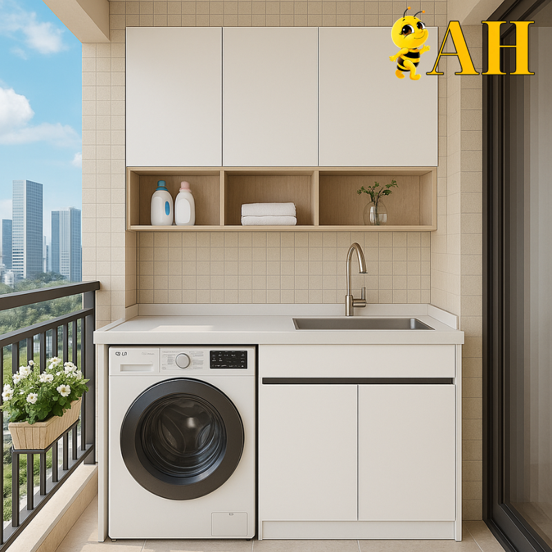 Washing machine cabinet combined with sink