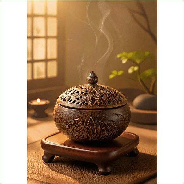 Coconut shell incense holders