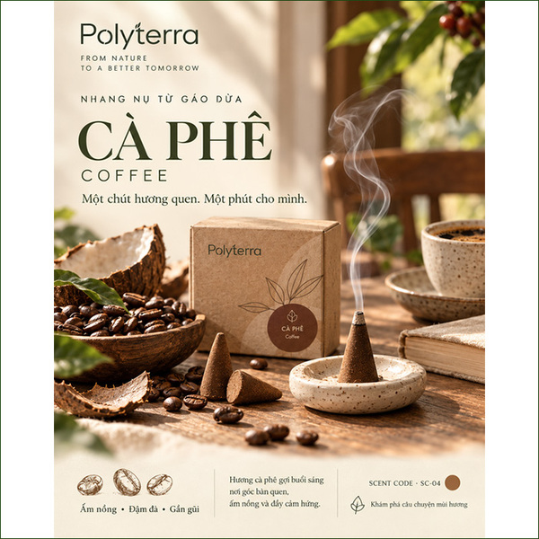 Polyterra coconut shell incense cones - Kaffir lime leaf