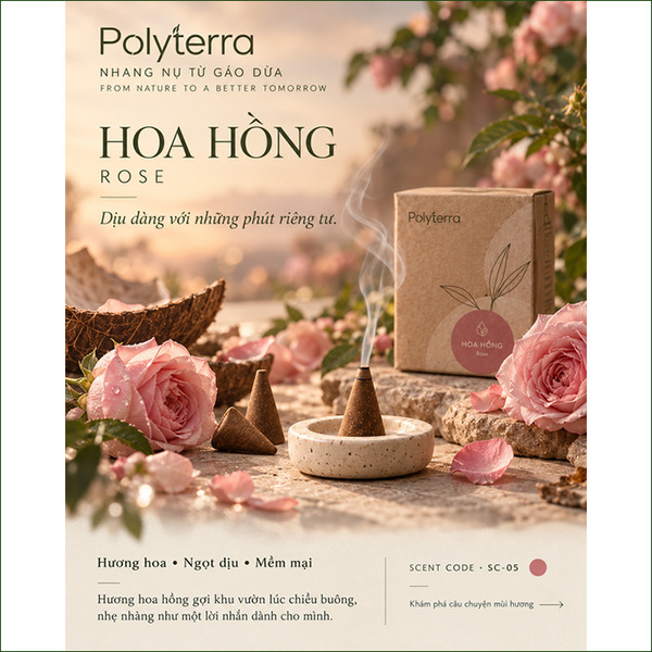 Polyterra coconut shell incense cones - Rose