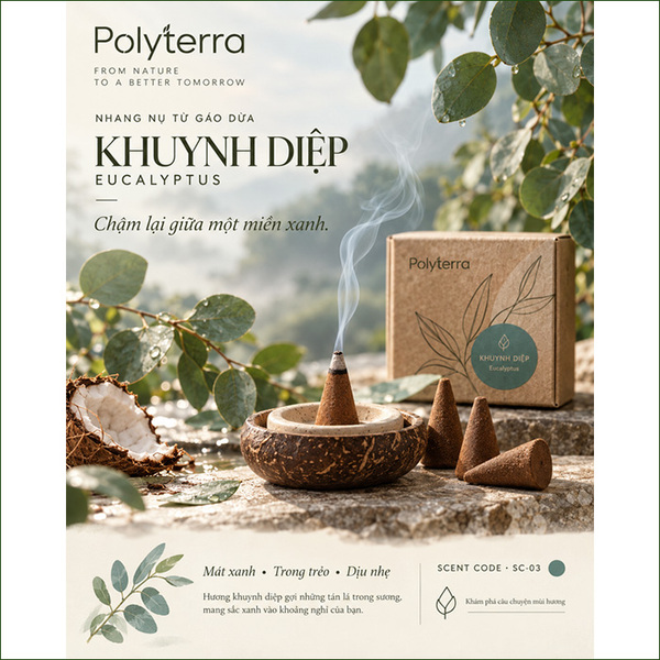 Polyterra coconut shell incense cones - Eucalyptus