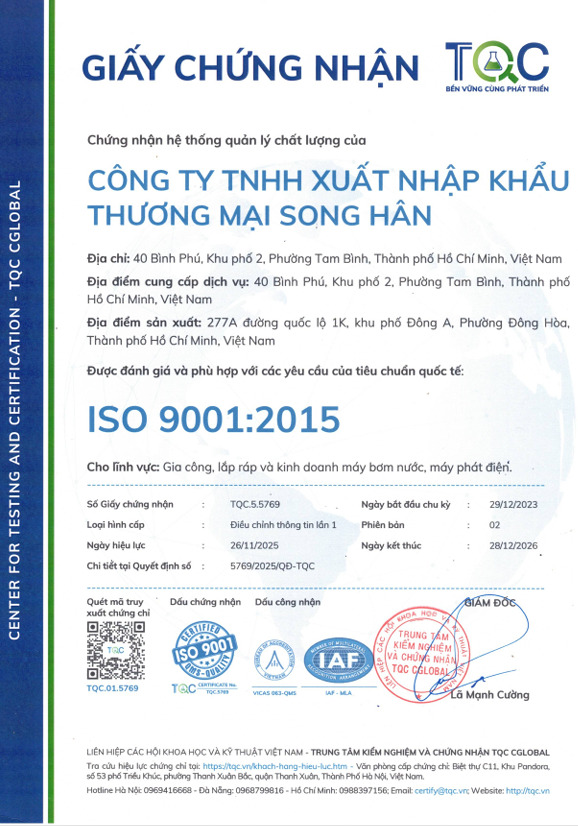 ISO 9001:2015 certificate
